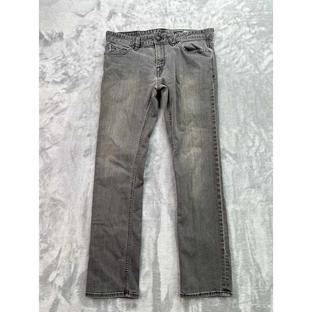 Volcom Jean Men Sz 30x29 Grey White Oak Cone Denim Vorta Slim Straight Rare USA